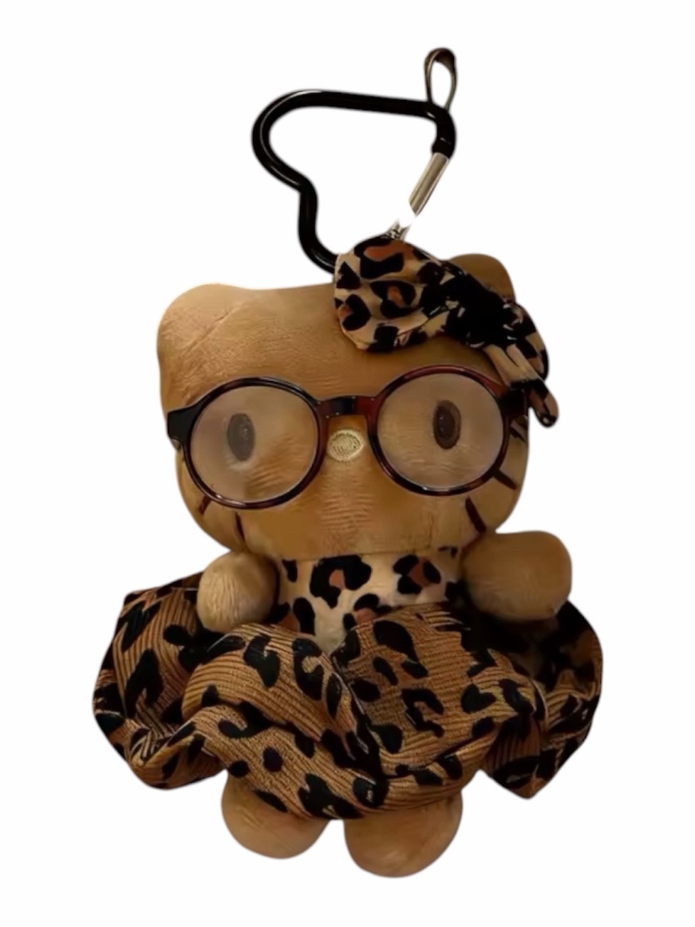 Kawaii Cartoon Brown Hello Kitty Doll Glasses Leopard Print